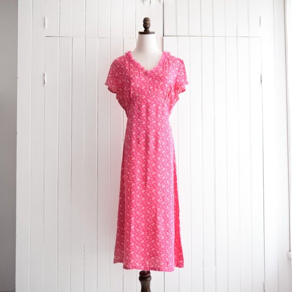 april cornell floral v-neck dress | l/xl - Picture 1 of 7
